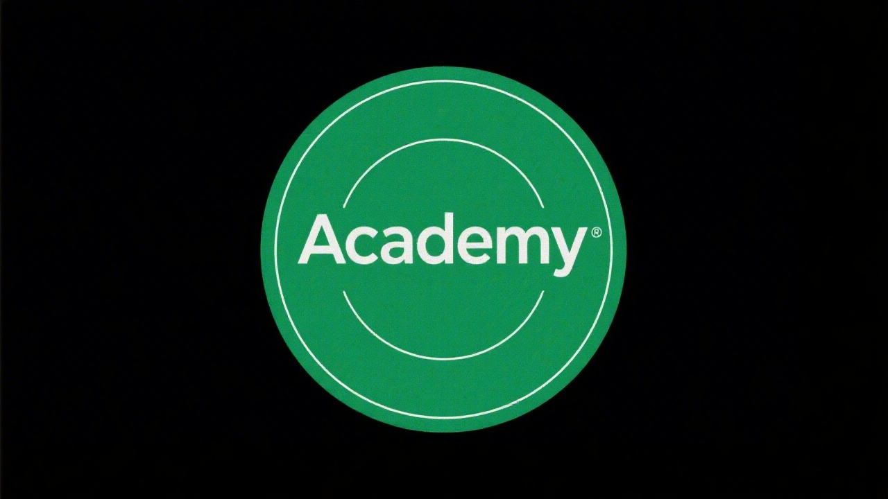 Simple emerald green circular emblem with the academy name in clean sans-serif lettering, minimal lines, and professional styling for easy reproduction.